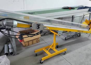 Taśmociąg prosty 300 x 30 cm, przenośnik taśmowy z zabierakami -mkvplast.pl