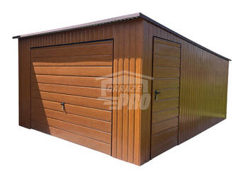 Garaż blaszany 4,5x6 m - brama uchylna - drzwi - dach GP763