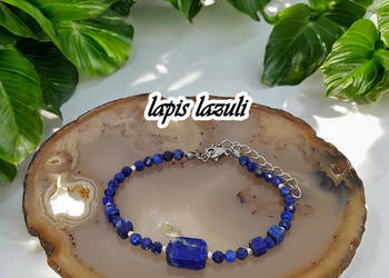 Bransoletka z lapisu lazuli, lapis fasetowany, kostka, prostokąt #176