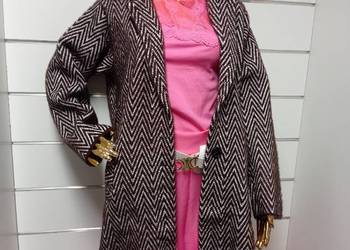 Płaszcz alpakowy ,jodełka ,czekoladowy rozmiar uniwersalny