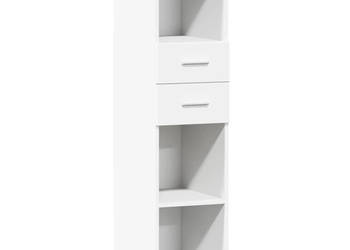 Wysoka szafka biała 30x425x124 cm materiał drewnopochodny WM-846152
