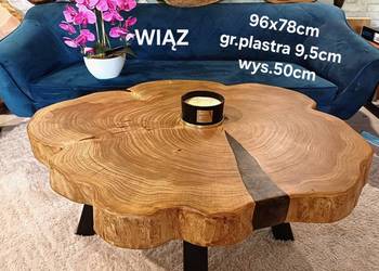 Stolik kawowy 96x78cm LIVE EDGE plaster drewna loft