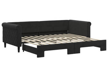 Sofa rozsuwana czarna aksamit 90x200 cm WM-3197775