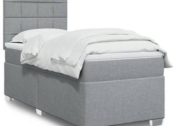 Łóżko kontynentalne z materacem jasnoszare tkanina 90x190 cm WM-3290343