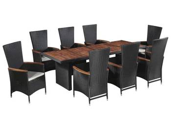 vidaXL 9-cz. zestaw mebli ogrodowych z poduszkami, rattan PE(SKU:47679)