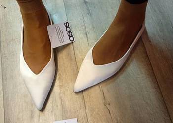(41) ASOS Design, ślubne, białe baleriny z Londynu, NOWE