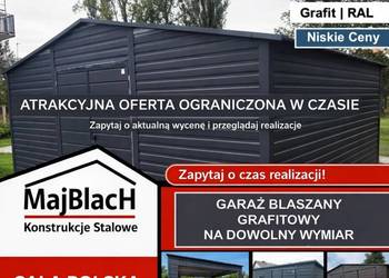 Ładny Garaż Blaszany Grafit | Wiata | Montaż | Blaszak  – Maj-BlacH