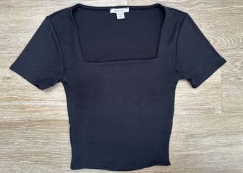 Top XS Czarny top krótka bluzka