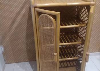 Rattanowy komplet do przedpokoju: szafka na buty + wieszak