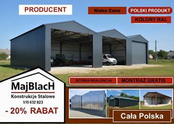 Duży Grafitowy Garaż Blaszany -  ZNIŻKA – 15%  - Wiata | Hala   – Maj-Blach