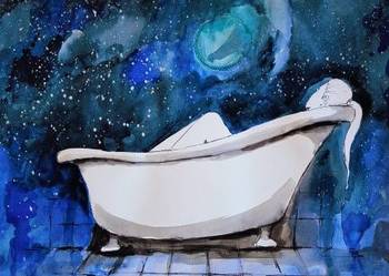 Akwarela "W wannie II" artystki Adriany Laube