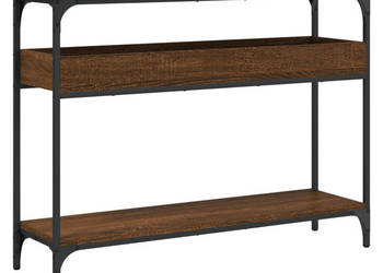 Stolik konsolowy z półką brązowy dąb 100x29x75 cm WM-837721