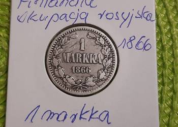 moneta srebrna Finlandii okres okupacji rosyjskiej z 1866r