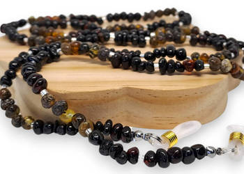 Sznurek do okularów z bursztynu, BURSZTYN bałtycki, łańcuszek #1665