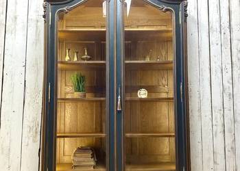 BIBLIOTEKA 2-drzwiowa witryna antracyt, Louis XV Francja 1926, Antyk szafa