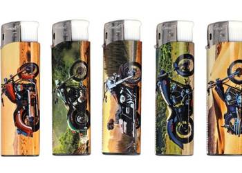 Zestaw 5 sztuk Klasycznych Zwykłych Zapalniczek Gazowych Piezo Motocykle