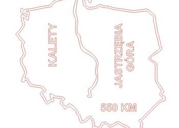 Naklejka Polska mapa konturowa Kalety - Jastrzębia Góra biała bez tła