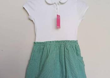 Sukienka dziewczęca George 128-135 cm (8-9 lat) szkolna zielona kratka polo