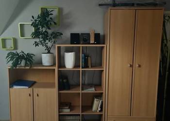 Zestaw 7 mebli pokojowych/biurowych - szafa, regał, komody, biurko