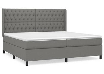 Łóżko kontynentalne z materacem ciemnoszara tkanina 200x200 cm WM-3131698