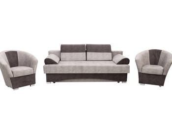 Komplet Tapicerowany Jasnobrązowy - Kanapa + Dwa Fotele KAMILA