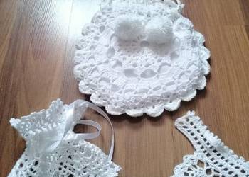 Komplet komunijny torebka, Mitenki, oslonka na świeczkę.