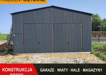 Garaż Blaszany Grafitowy Dwuspadowy / Hala/Magazyn /Wiata - GRZYWSTAL