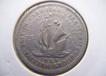 Stare monety 25 cent 1955 Karaiby Brytyjskie