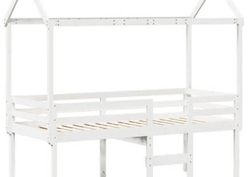 Wysokie łóżko z dachem białe lite drewno sosnowe 75x190 cm WM-3282142