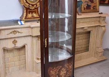 Francuska Witryna Narożna z Okuciami - Gablota Komoda - Mosiądz - Szafa