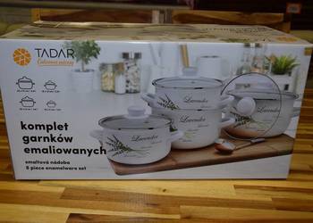 komplet garnków emaliowanych 8 elementów - nowe