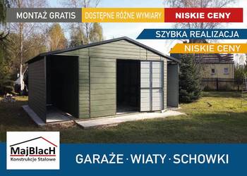 Zielony Garaż Blaszany z zadaszeniem Wiata Garaże Blaszane – Maj-BlacH