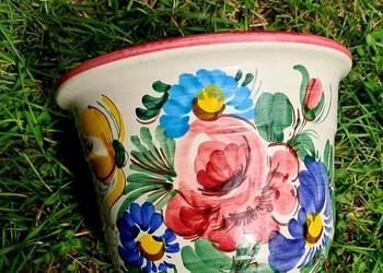Duża Piękna Ceramiczna Niemiecka Doniczka Ulmer Keramik Ręcznie Malowana PR