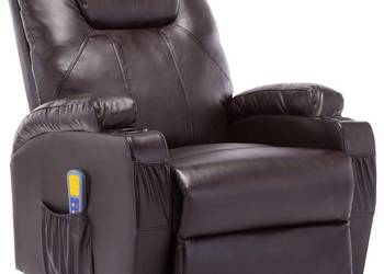 vidaXL Bujany fotel do masażu, brązowy, sztuczna skóra(SKU:246636）