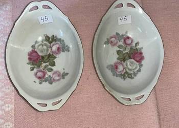 2 Porcelanowe miseczki, paterki. Owalne. Z różami.