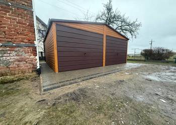 Garaż Blaszany 6x6 drewnopodobny profil poziom 7x6 7x7 producent polska 8x6