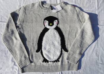 Sweter H&M z pingwinem Nowy 34 36