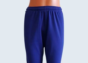 Damskie granatowe dresowe sportowe spodnie z wysokim stanem adidas 40/L