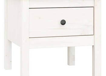 Stolik boczny biały 50x50x49 cm lite drewno sosnowe WM-813796