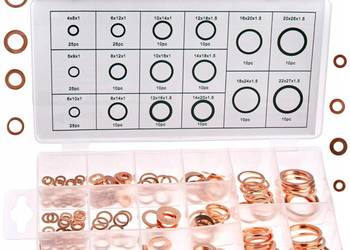 Podkładki Uszczelki Miedziane MIEDŹ 220szt Zestaw