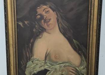 Piękny obraz olejny akt kobiety sygnowany J Bukowski