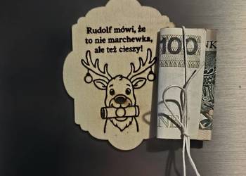 Świąteczny magnes - drewniana sklejka z miejscem na gotówkę, prezent