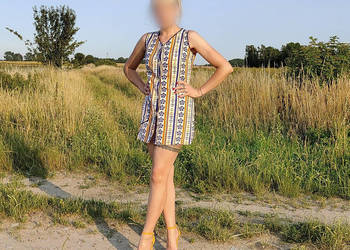 Sukienka mini vintage guziki 38 M 36 S retro mod dress tunik