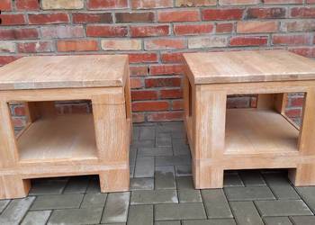 Stolik drewniany kawowy kwadratowy z półką 2 szt komplet Stoliki nocne (788