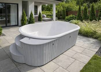 BASEN WOLNOSTOJĄCY 420 W ZABUDOWIE Z DESKI KOMPOZYTOWEJ Z FILTRACJA