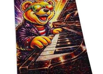 Puzzle 88 elementów Miś przy pianinie - kolorowe puzzle do oprawienia