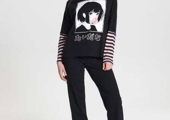 czarna piżama xs 34 100% bawełna sinsay