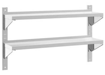 Półka ścienna podwójna 100x235x60 cm srebrna stal nierdzewna WM-30311