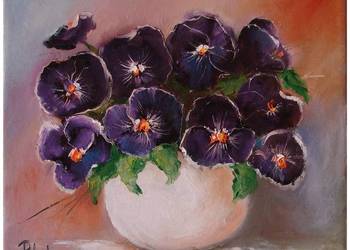 Bratki obraz olejny 30-25 cm dostępny