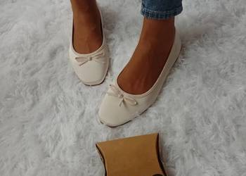 (41) ASOS Design, Kremowe baleriny z kokardką z Londynu, NOWE